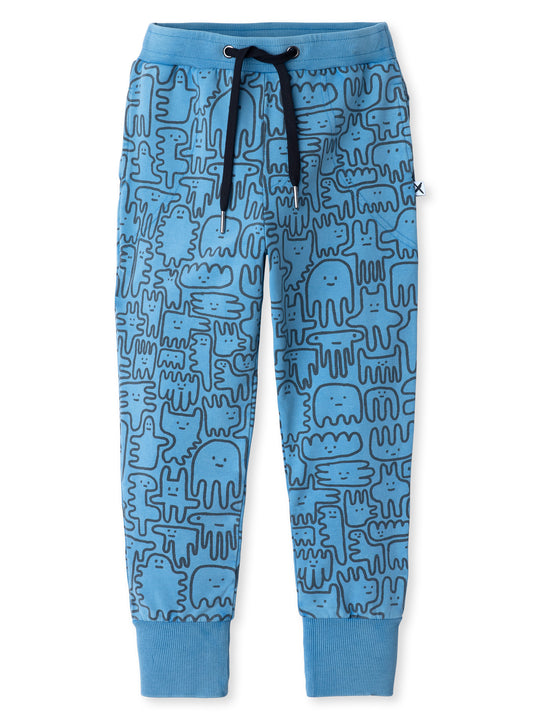 Minti kids clothing. Straight leg trackies with stitched detail pockets, elasticated waistband, shoelace ties and back pocket. 260 Gram // 95% Cotton // 5% Elastane.