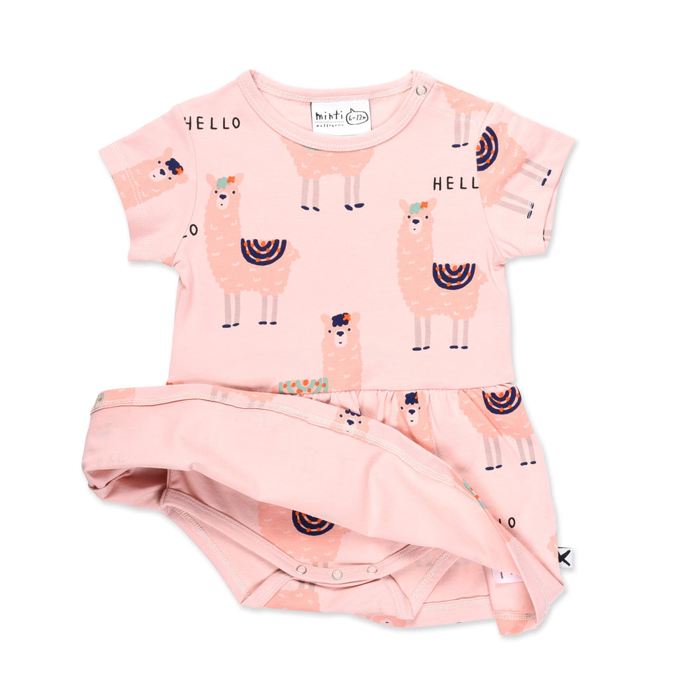 Minti Hello Bye Llamas Onesie Dress