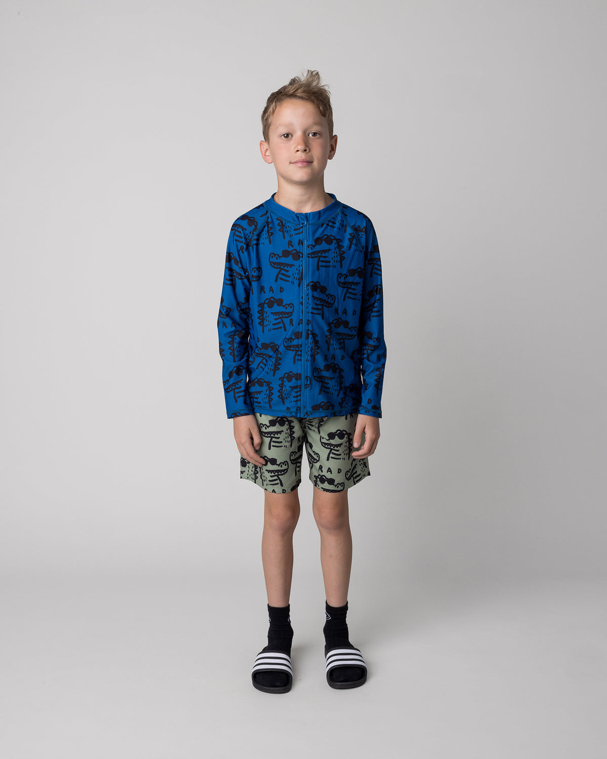Kids Rad Croc rashie and boardies swim set from Minti