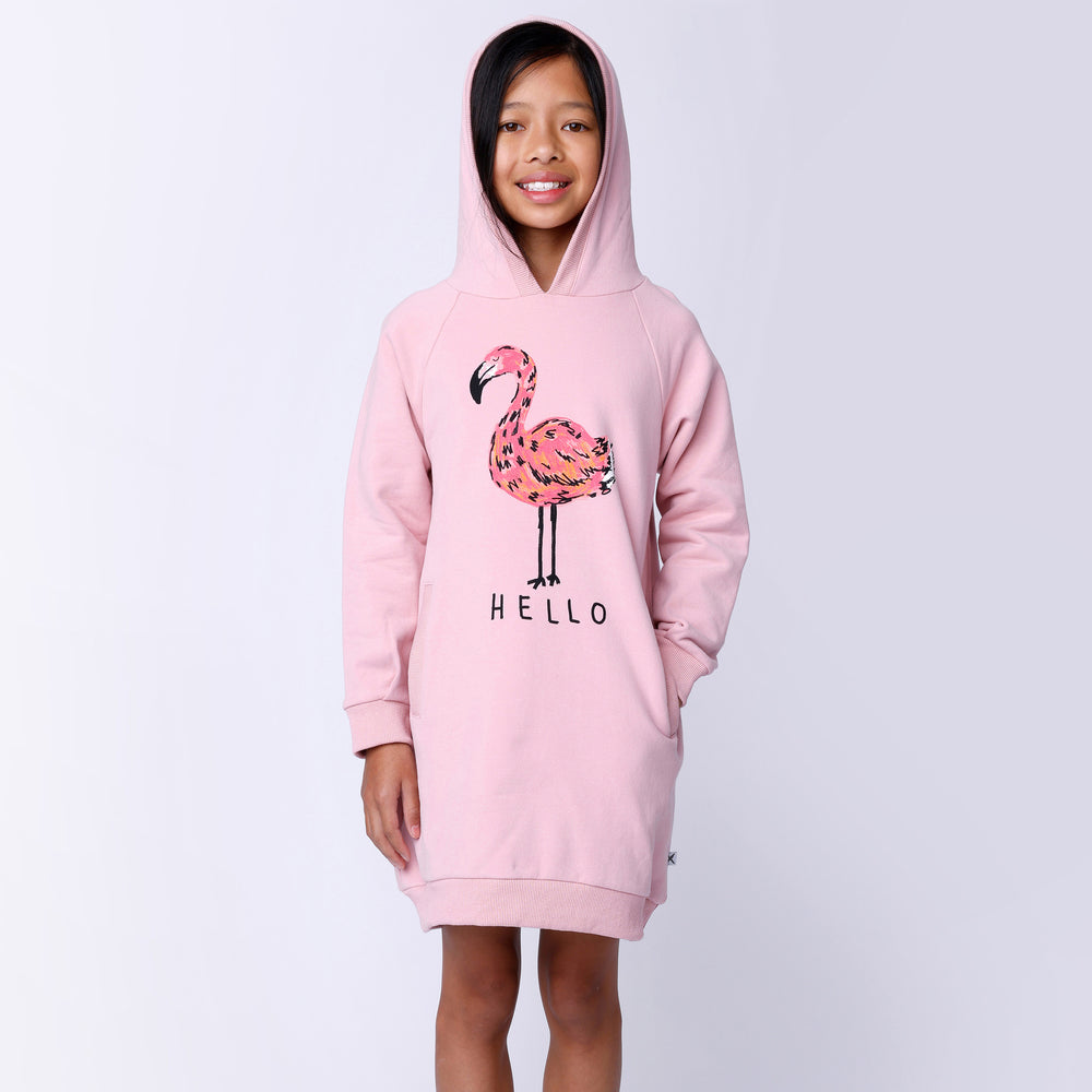 Minti Hello Flamingo Furry Hoodie Dress