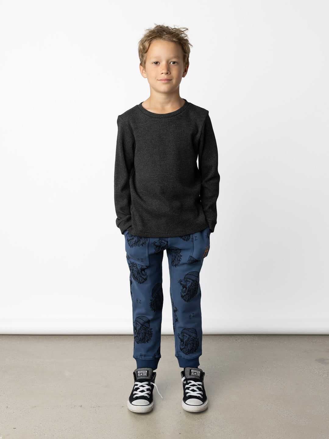 Minti kids clothing. Super cool universal fit Waffle tee with self cuffs, split side seam and slightly longer back hem. 95% Cotton // 5% Elastane.