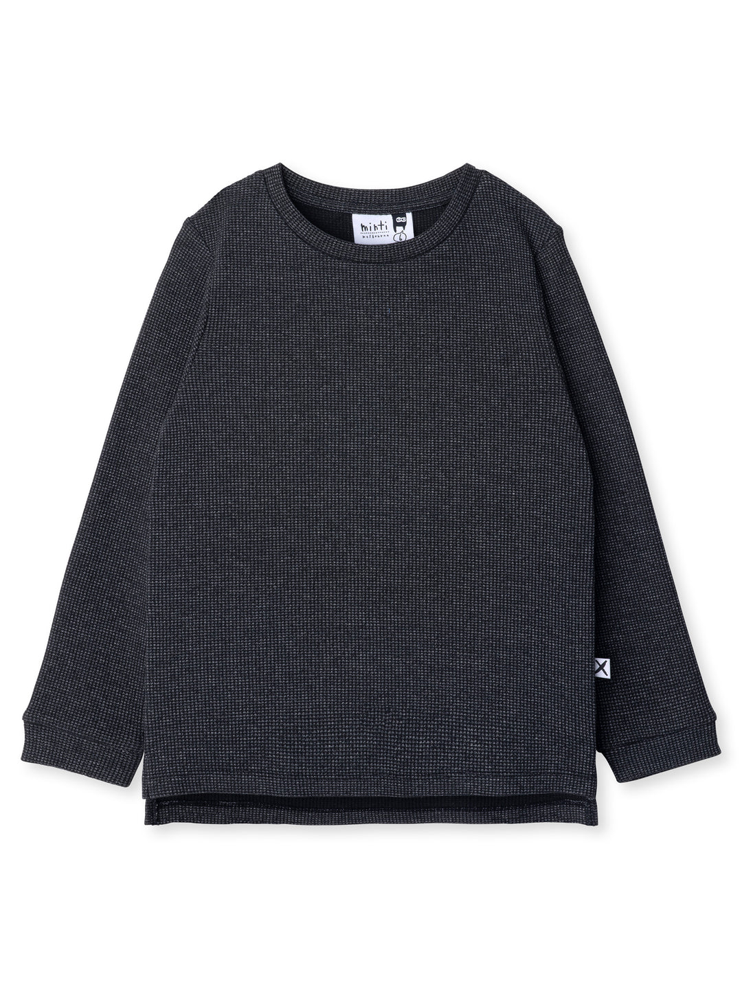 Minti kids clothing. Super cool universal fit Waffle tee with self cuffs, split side seam and slightly longer back hem. 95% Cotton // 5% Elastane.