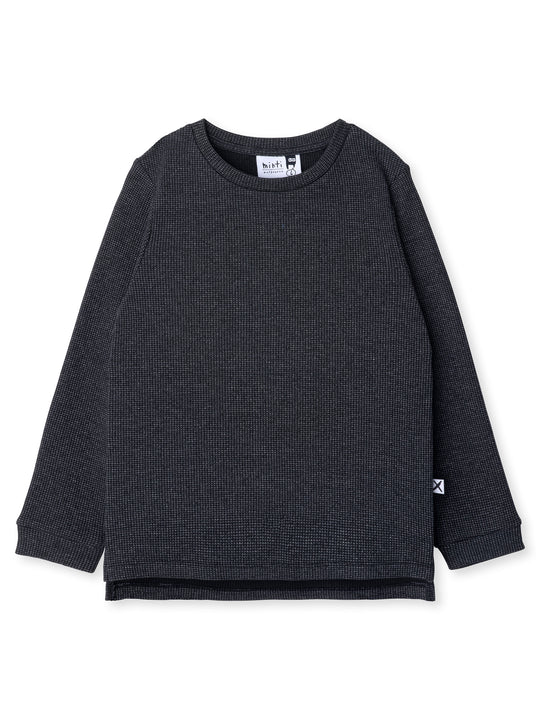Minti kids clothing. Super cool universal fit Waffle tee with self cuffs, split side seam and slightly longer back hem. 95% Cotton // 5% Elastane.