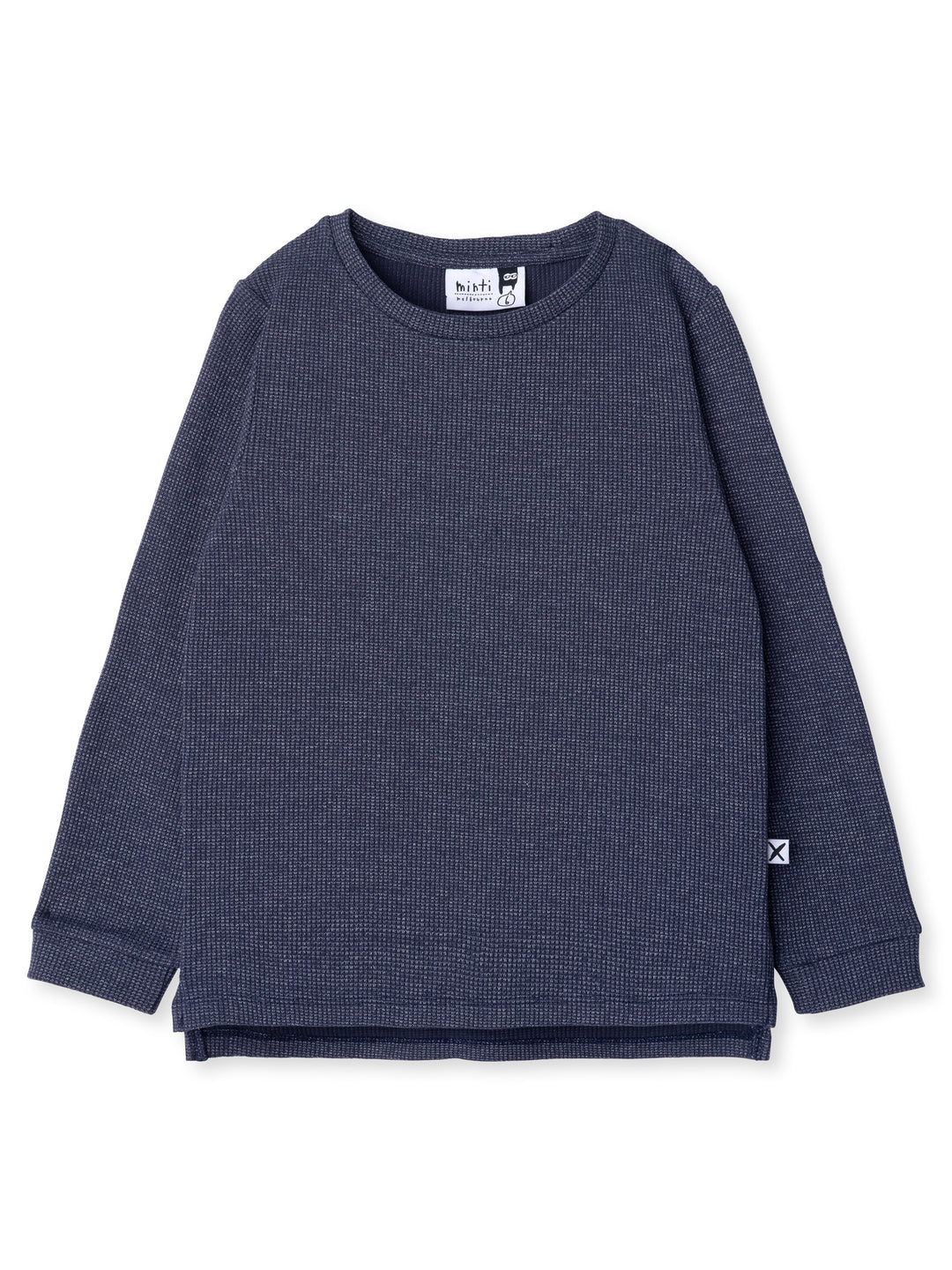 Minti kids clothing. Super cool universal fit Waffle tee with self cuffs, split side seam and slightly longer back hem. 95% Cotton // 5% Elastane.