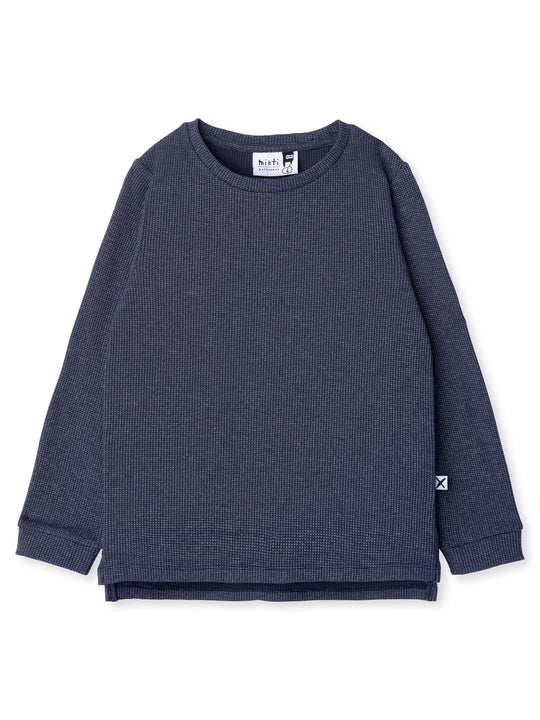 Minti kids clothing. Super cool universal fit Waffle tee with self cuffs, split side seam and slightly longer back hem. 95% Cotton // 5% Elastane.