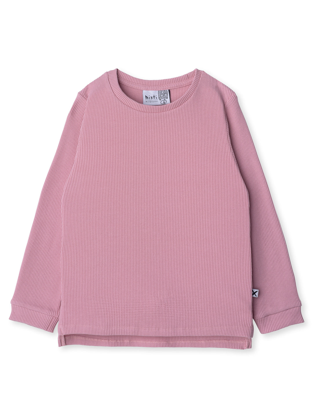 Minti kids clothing. Super cool universal fit Waffle tee with self cuffs, split side seam and slightly longer back hem. 95% Cotton // 5% Elastane.