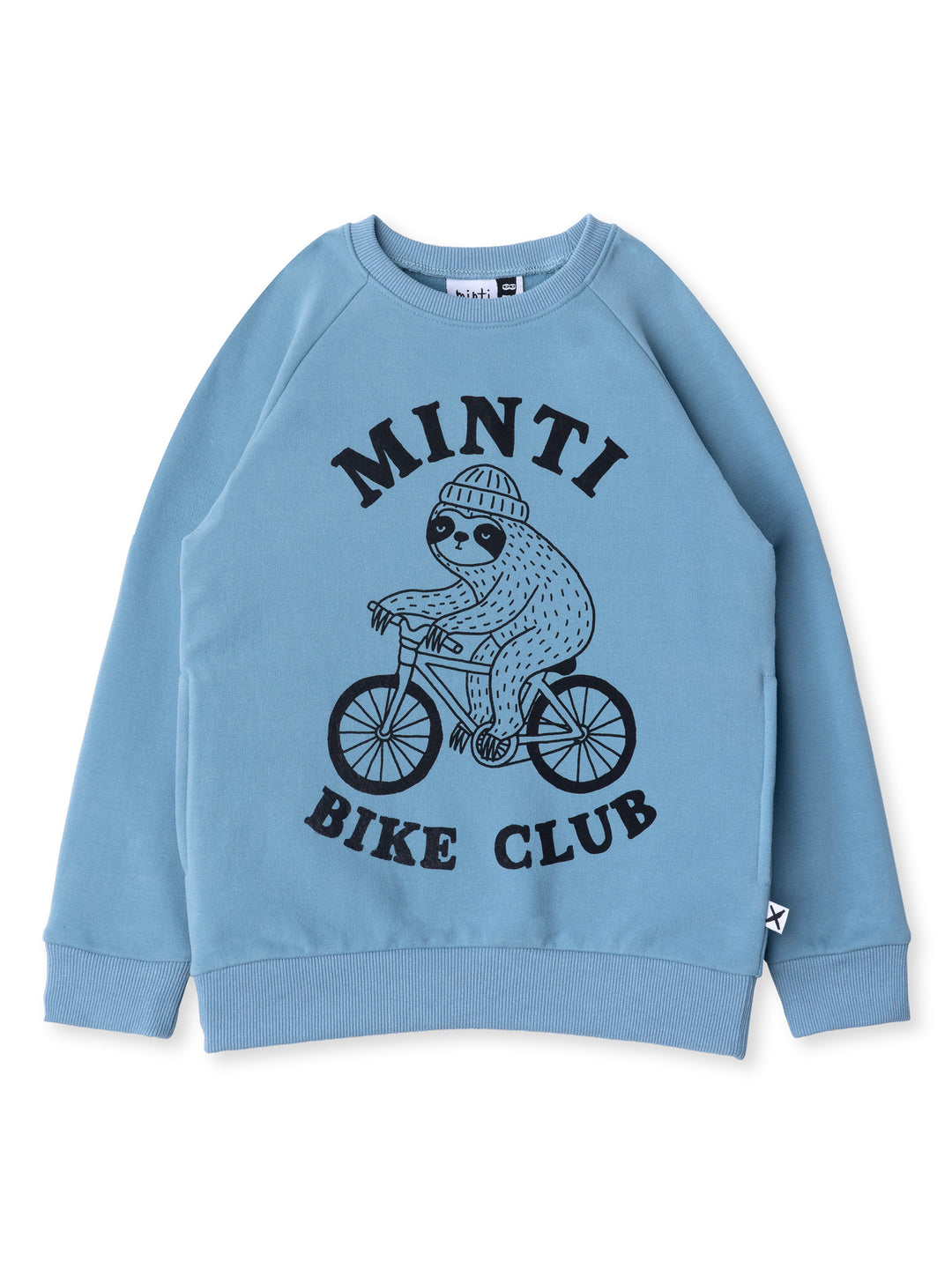 Minti kids clothing. Super cool and comfy crew with hidden side pockets. Perfect for keeping hands warm! 330 Gram // Brushed Inside // 95% Cotton // 5% Elastane.