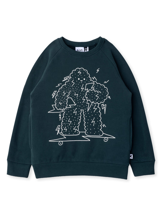 Minti kids clothing. Super cool and comfy crew with hidden side pockets. Perfect for keeping hands warm! 330 Gram // Brushed Inside // 95% Cotton // 5% Elastane.