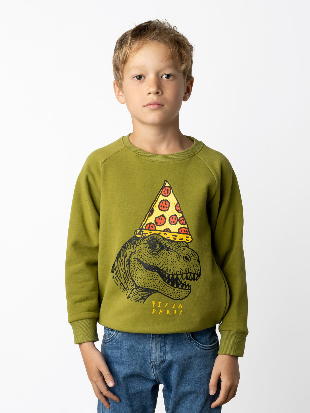Minti kids clothing. Super cool and comfy crew with hidden side pockets. Perfect for keeping hands warm! 330 Gram // Brushed Inside // 95% Cotton // 5% Elastane.