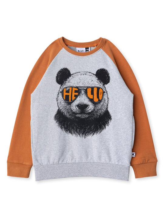 Minti kids clothing. Super cool and comfy crew with hidden side pockets. Perfect for keeping hands warm! 330 Gram // Brushed Inside // 95% Cotton // 5% Elastane.