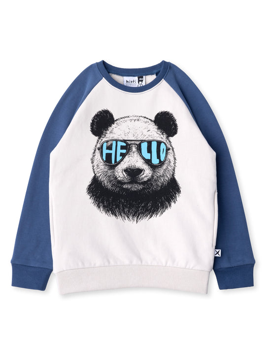 Minti kids clothing. Super cool and comfy crew with hidden side pockets. Perfect for keeping hands warm! 330 Gram // Brushed Inside // 95% Cotton // 5% Elastane.