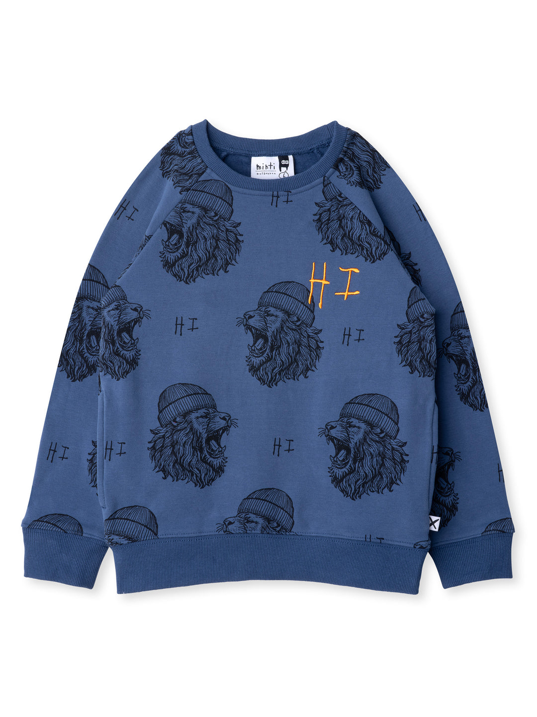 Minti kids clothing. Super cool and comfy crew with hidden side pockets. Perfect for keeping hands warm! 330 Gram // Brushed Inside // 95% Cotton // 5% Elastane.
