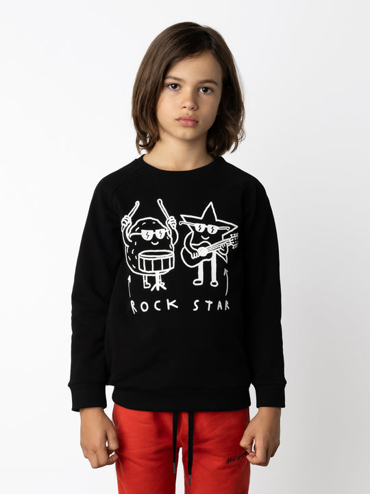 Minti kids clothing. Super cool and comfy crew with hidden side pockets. Perfect for keeping hands warm! 330 Gram // Brushed Inside // 95% Cotton // 5% Elastane.