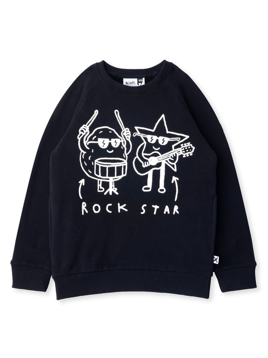 Minti kids clothing. Super cool and comfy crew with hidden side pockets. Perfect for keeping hands warm! 330 Gram // Brushed Inside // 95% Cotton // 5% Elastane.