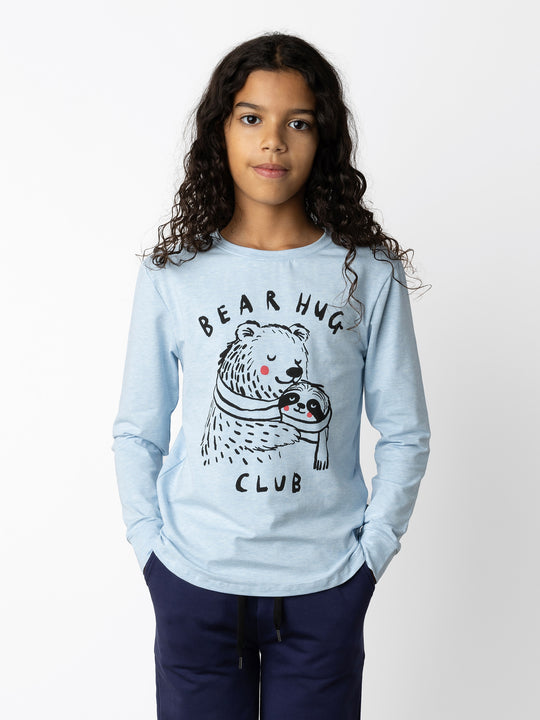 Minti kids clothing. Comfy tee with self cuffs and curved front and back hem. 180 Gram // 95% Cotton // 5% Elastane.