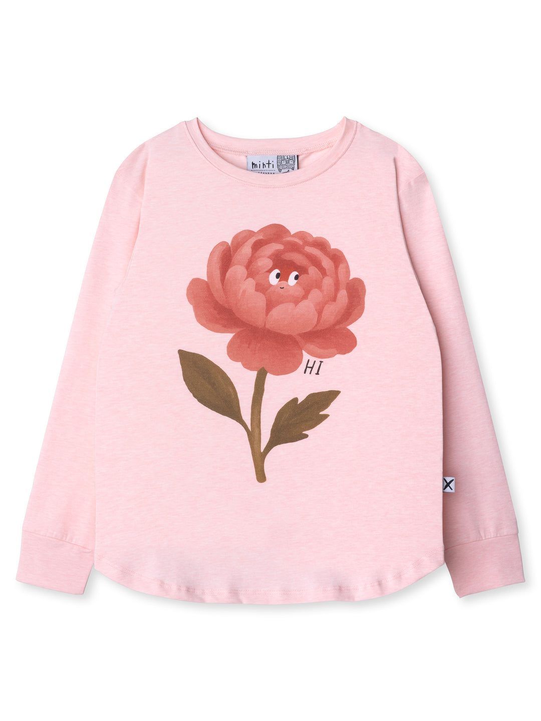 Minti kids clothing. Comfy tee with self cuffs and curved front and back hem. 180 Gram // 95% Cotton // 5% Elastane.