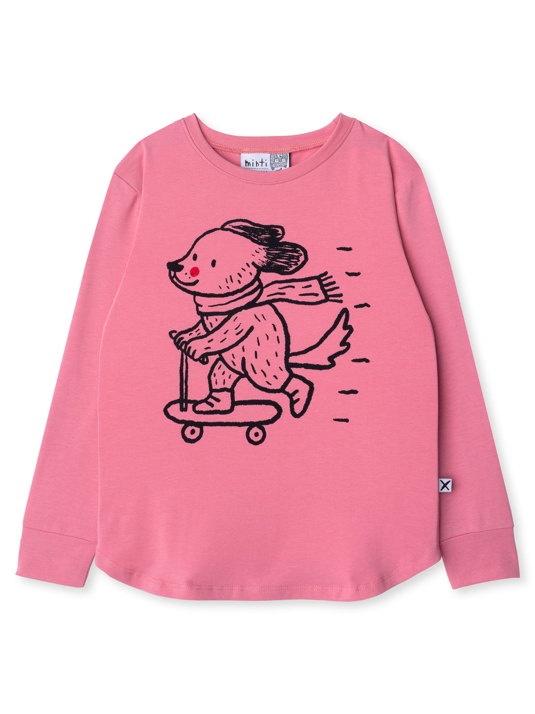 Minti kids clothing. Comfy tee with self cuffs and curved front and back hem. 190 Gram // 95% Cotton // 5% Elastane.