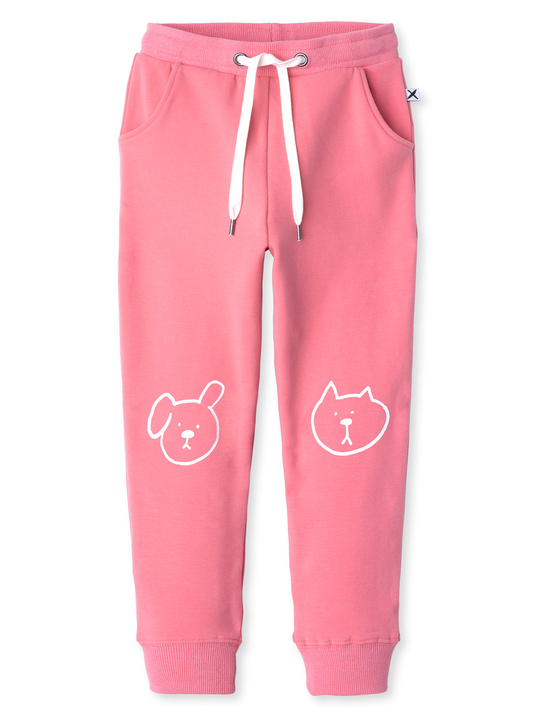 Minti kids clothing. Slim leg trackies with front pockets, shoelace cord and 2x2 rib waistband and cuffs. 330 Gram // Brushed Inside // 95% Cotton // 5% Elastane.