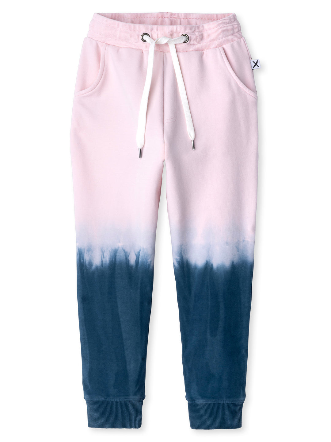 Minti kids clothing. Slim leg trackies with front pockets, shoelace cord and 2x2 rib waistband and cuffs. 320 Gram // 95% Cotton // 5% Elastane.