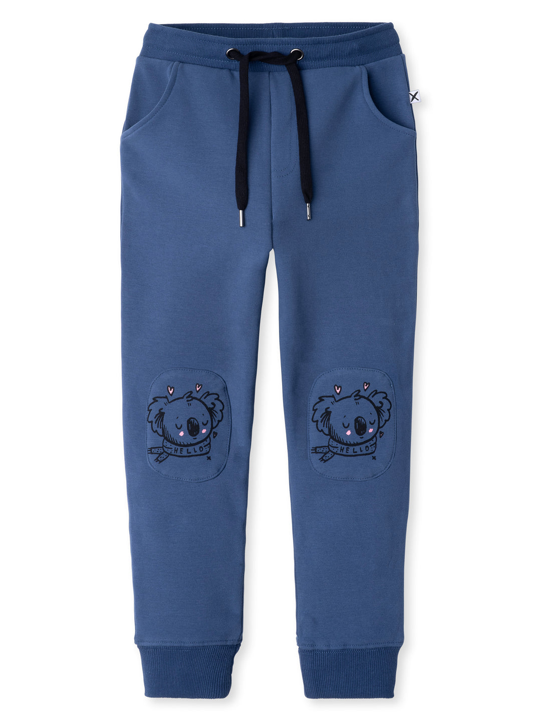 Minti kids clothing. Slim leg trackies with front pockets, shoelace cord and 2x2 rib waistband and cuffs. We recommend to go up a size for this style. 330 Gram // Brushed Inside // 95% Cotton // 5% Elastane.