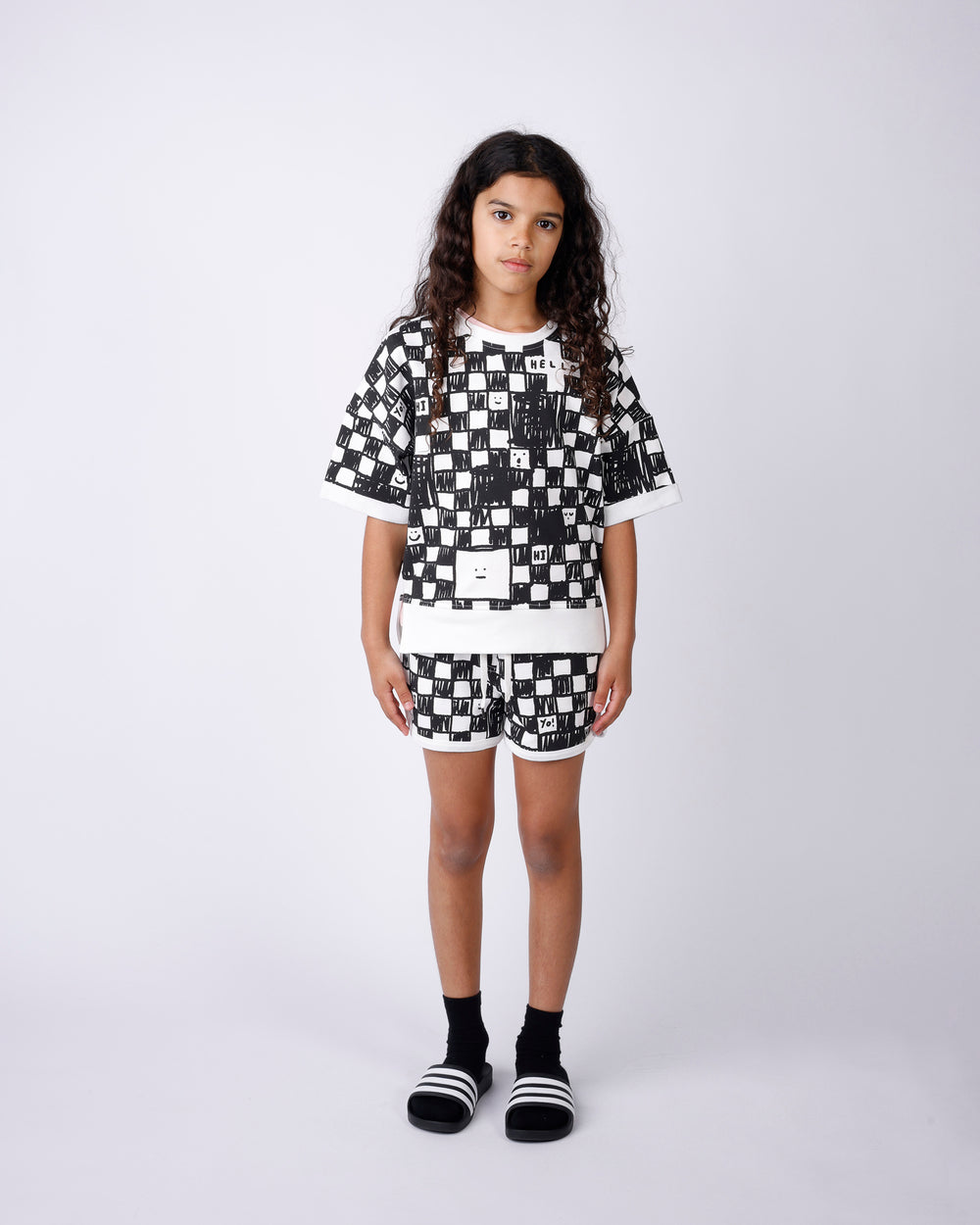 Minti Sketchy Grid Short Sleeve Crew