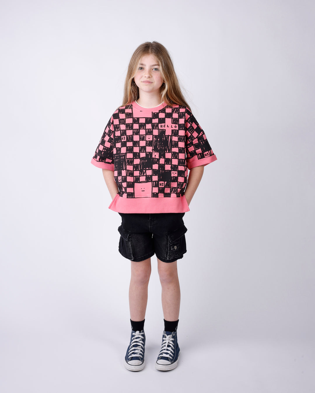 Minti Sketchy Grid Short Sleeve Crew