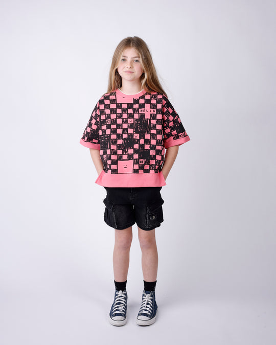 Minti Sketchy Grid Short Sleeve Crew